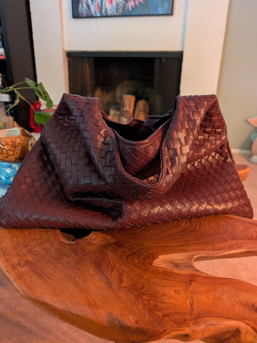 Woven Leather Hobo Bag